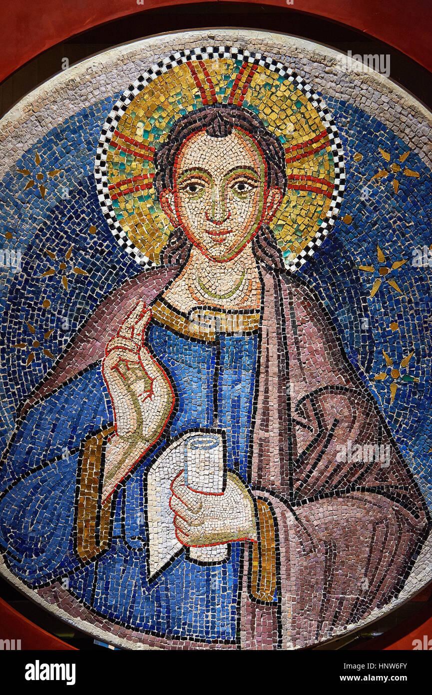 14e siècle mosaïque de Jésus le Christ Emmanuel, qui signifie "Dieu est avec nous" un nom symbolique qui apparaît dans les chapitres 7 et 8 du livre d'Isaïe, de Banque D'Images