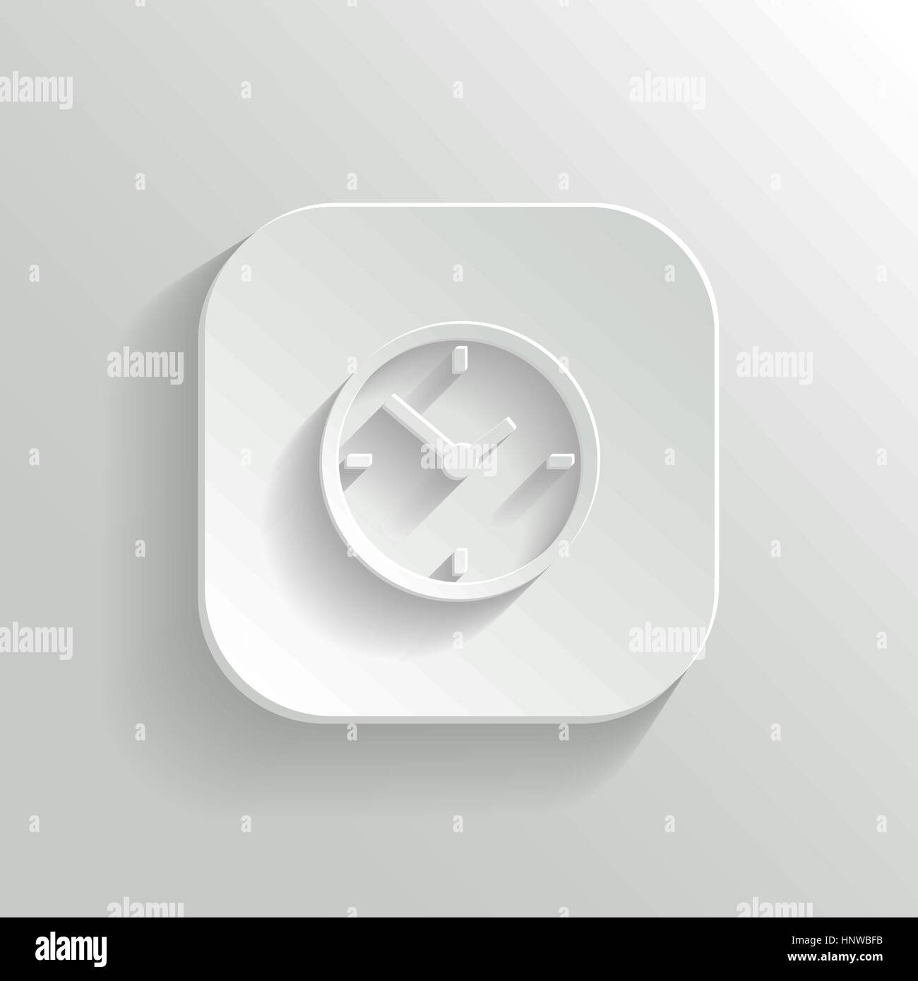 Icône de l'horloge - vector app blanc bouton avec ombre Illustration de Vecteur