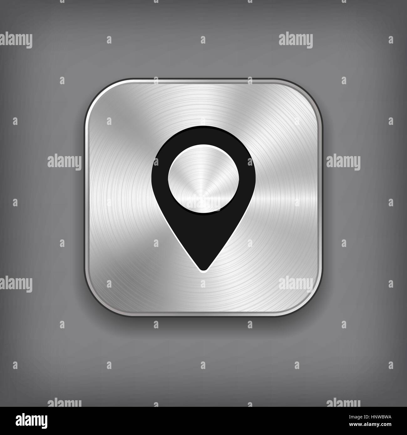L'icône du pointeur de carte - vector metal bouton app avec ombre Illustration de Vecteur