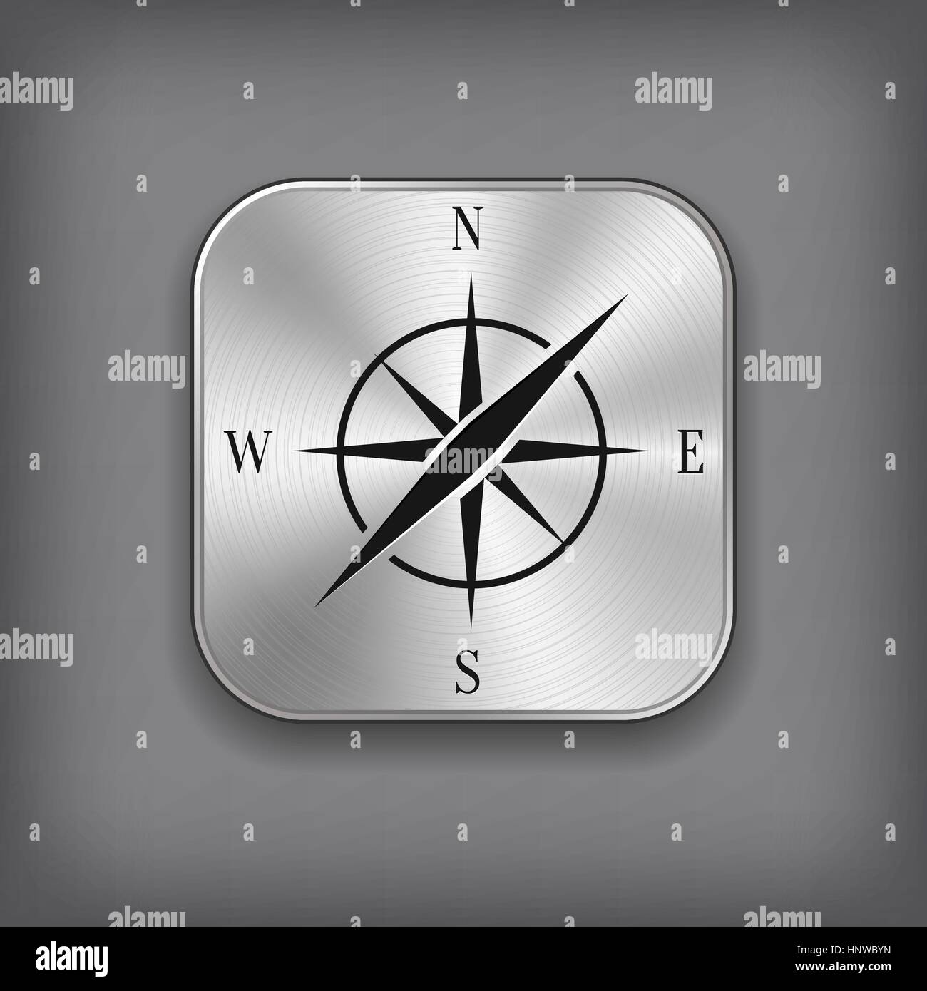 L'icône boussole - vector metal bouton app avec ombre Illustration de Vecteur