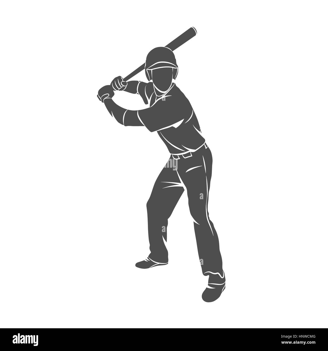 Silhouette de baseball frapper la balle sur un fond blanc. Photo illustration. Banque D'Images