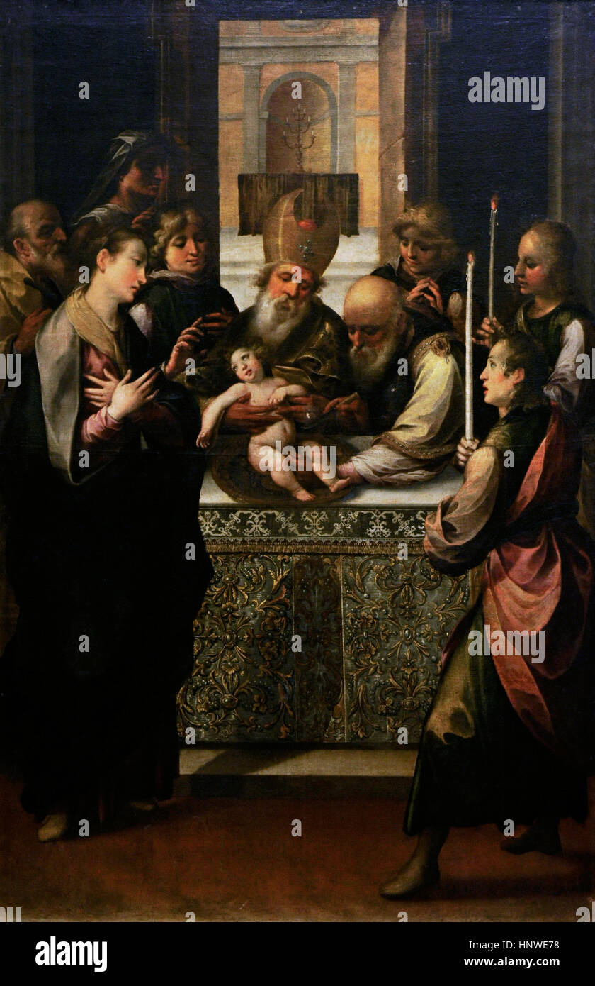 Girolamo Imparto (1550-1607). Le peintre italien travaillant dans une fin de la Renaissance Maniériste ou. La circoncision, 1606. Huile sur toile. Musée de Capodimonte, Naples, Italie. Banque D'Images