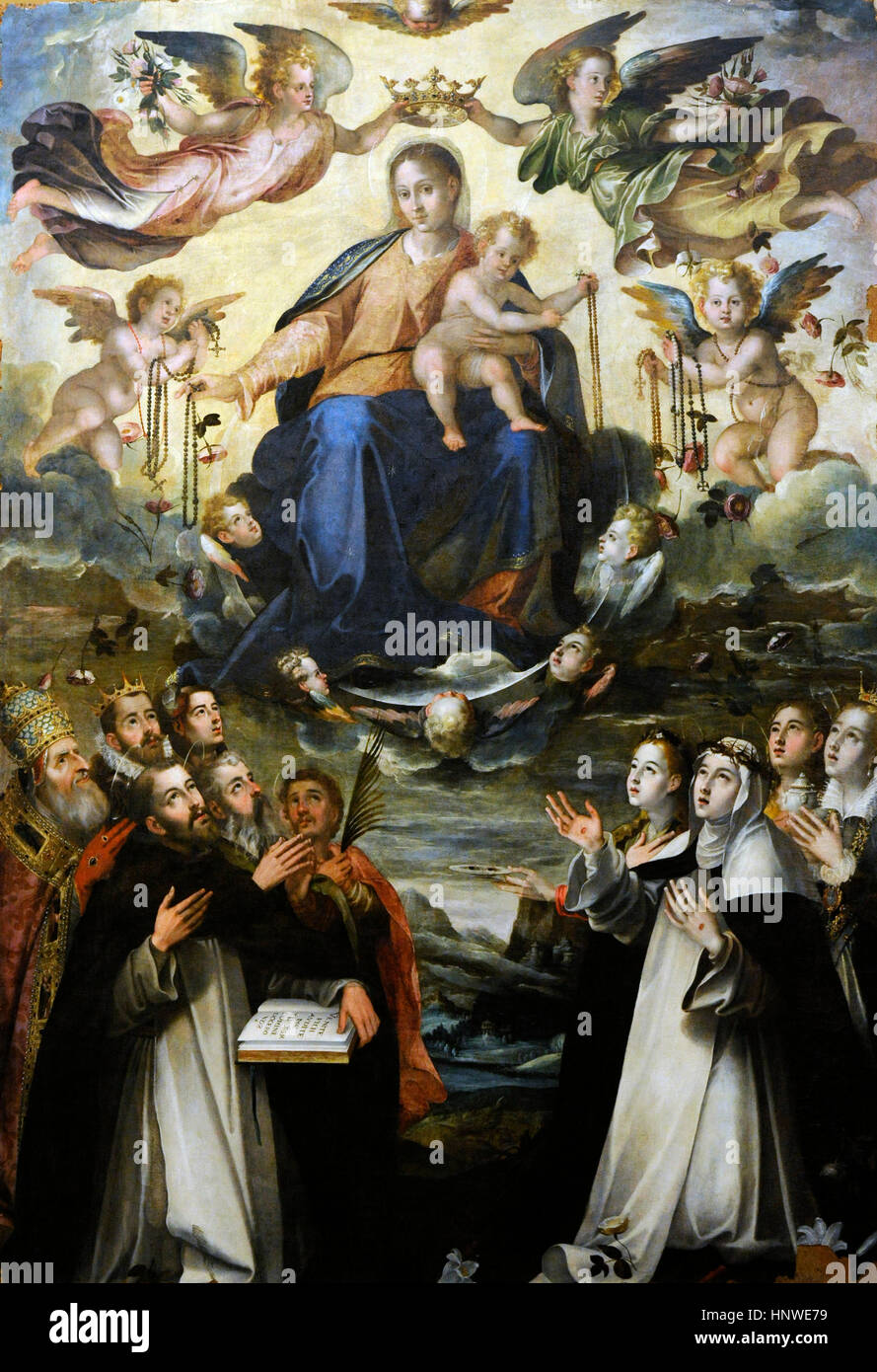 Aert Mijtens (1541-1602). Peintre flamand. Renaissance. Vierge Marie du Rosaire, 1582-84. Huile sur table. Musée de Capodimonte, Naples, Italie. Banque D'Images