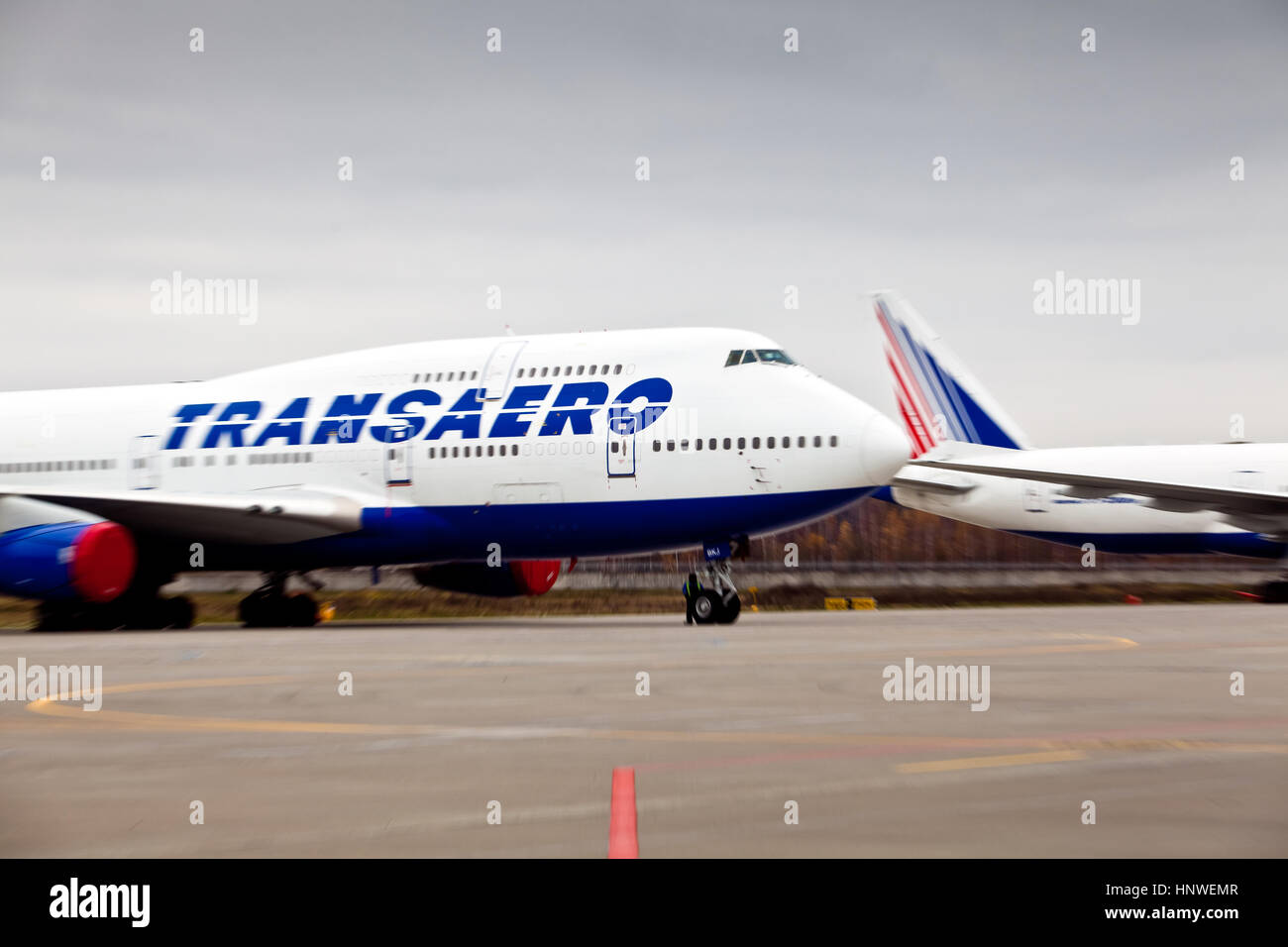 Transaero Aircraft Company à l'aéroport international de Sheremetyevo Banque D'Images