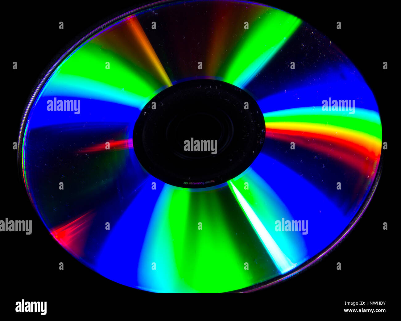 La lumière réfléchie à partir d'un CD est une collection de couleurs psychédéliques Banque D'Images