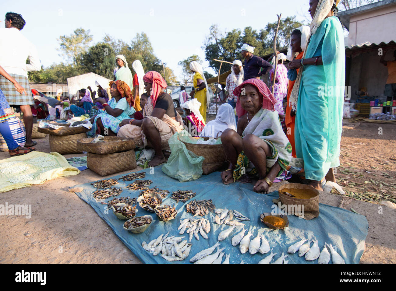 Marché Tribal, Kanger Valley National Park, Chhattisgarh. Village tribal dans le district de Bastar Banque D'Images