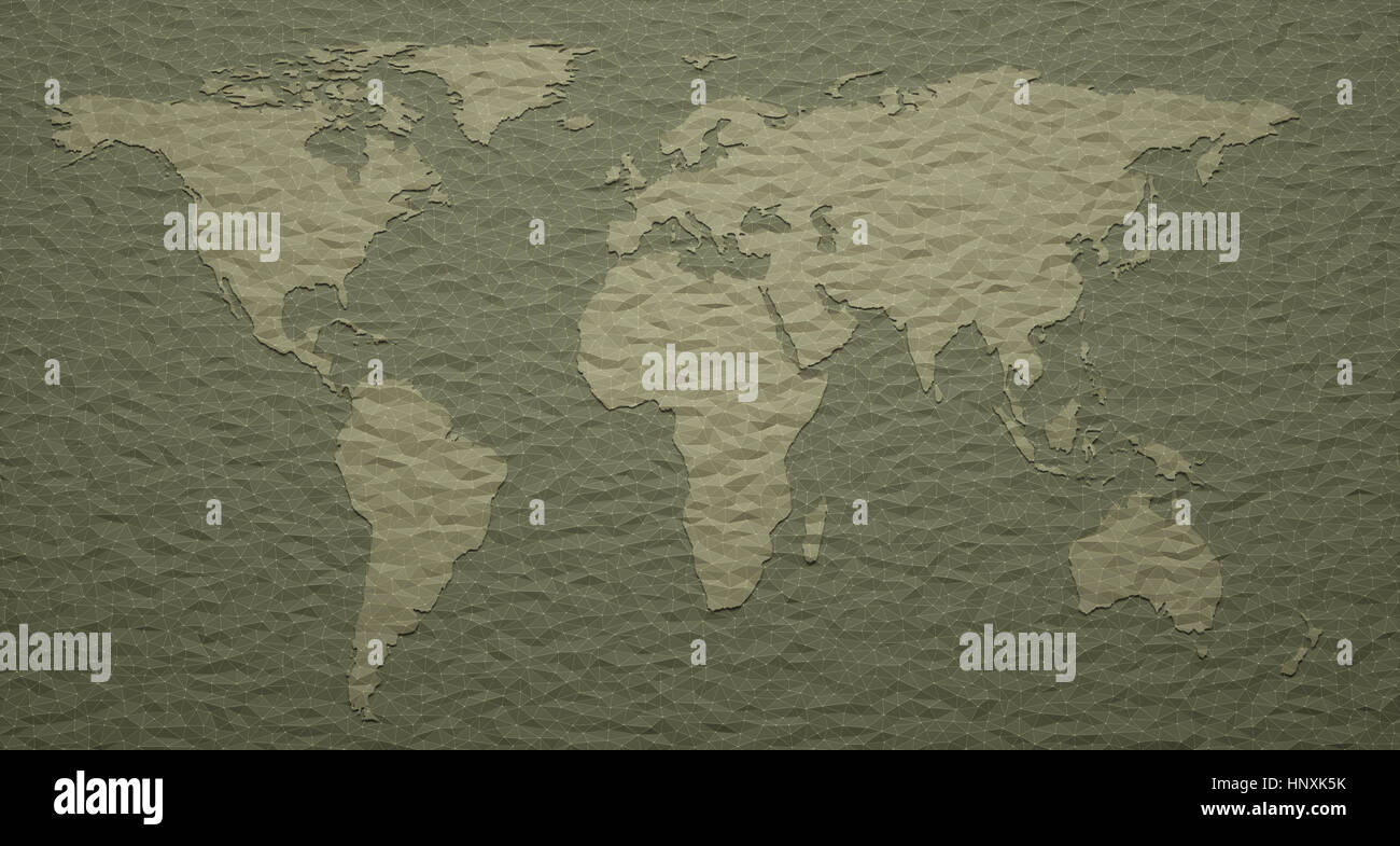 3D illustration. Carte du monde avec des détails en relief. Banque D'Images