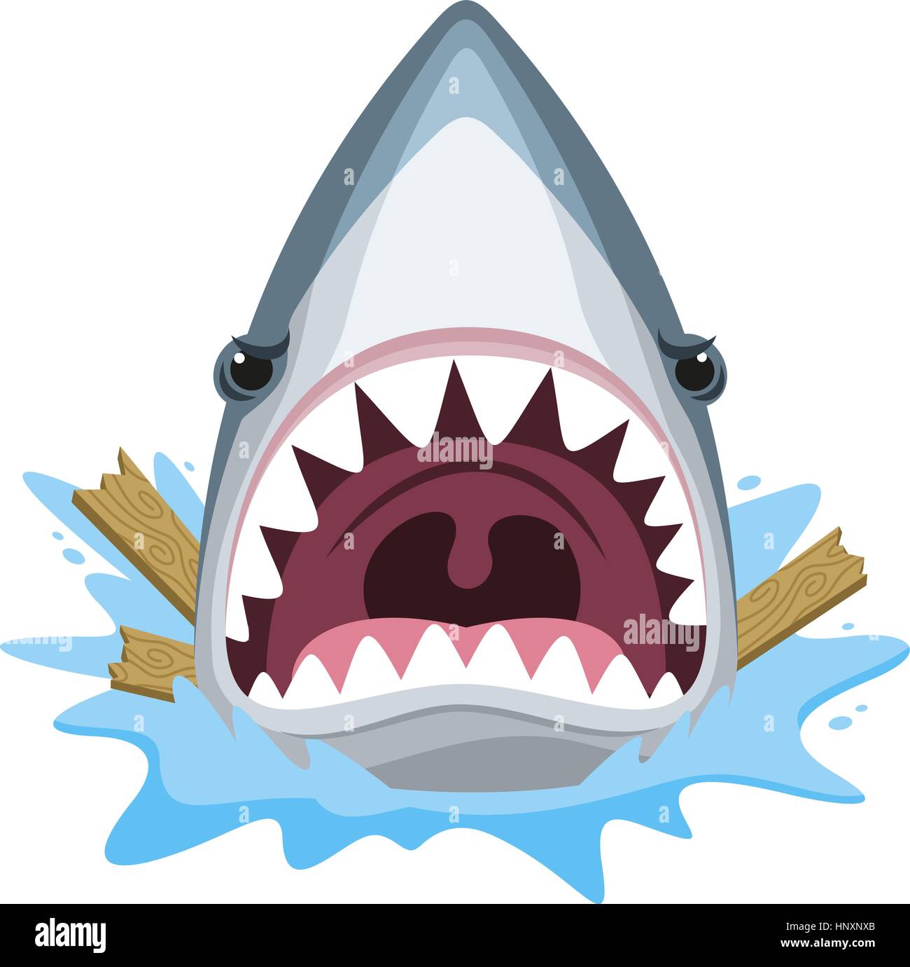 Attaque de requin des dents de la mâchoire mad furious, vector illustration cartoon. Illustration de Vecteur