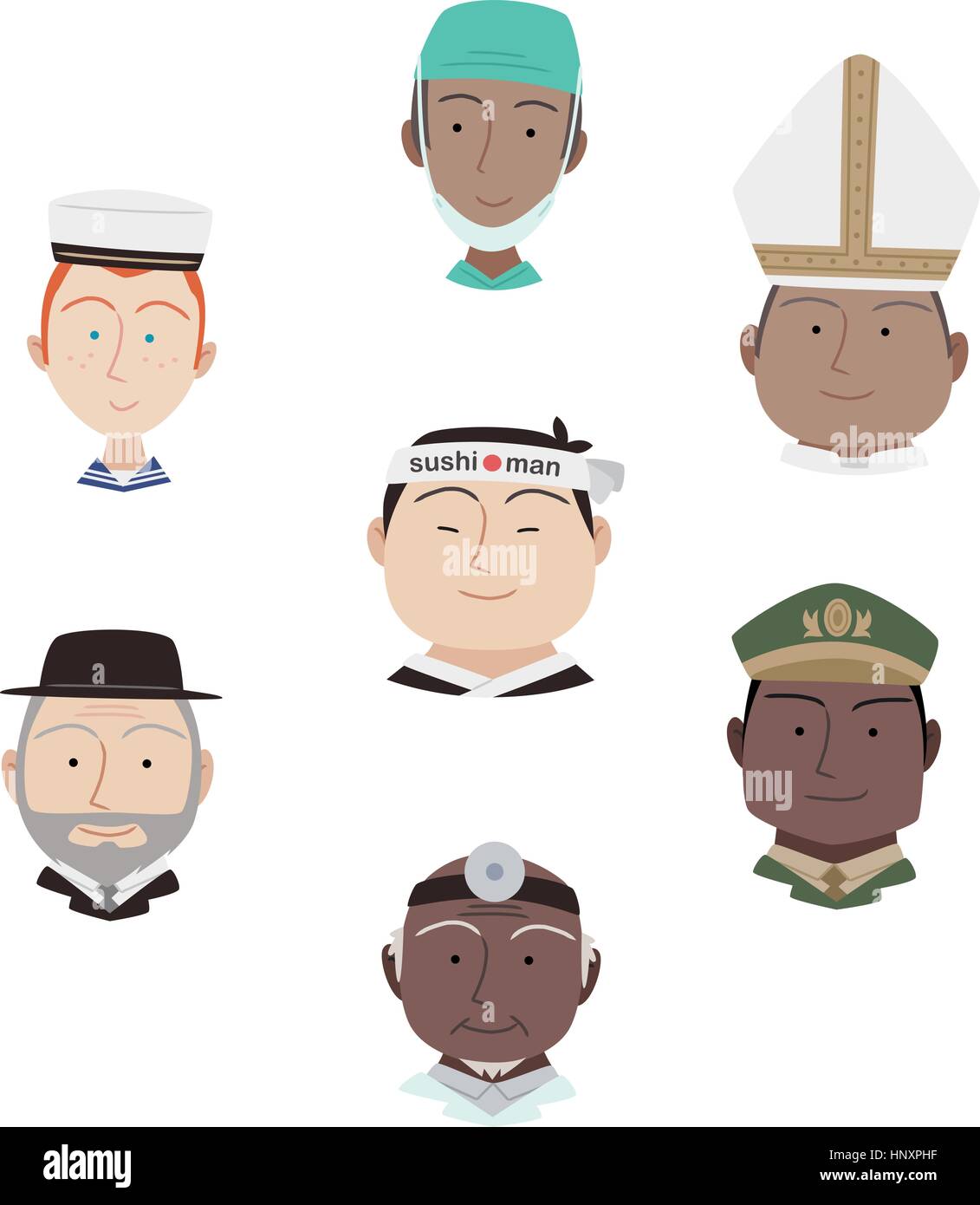 Des professionnels de la tête et des épaules Avatar Profil Cartoon Illustration caractères vecteurs. Illustration de Vecteur