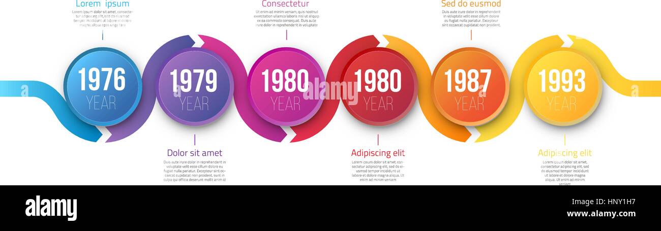 Flèche prend des cours d'Infographie chronologie modèle Illustration de Vecteur