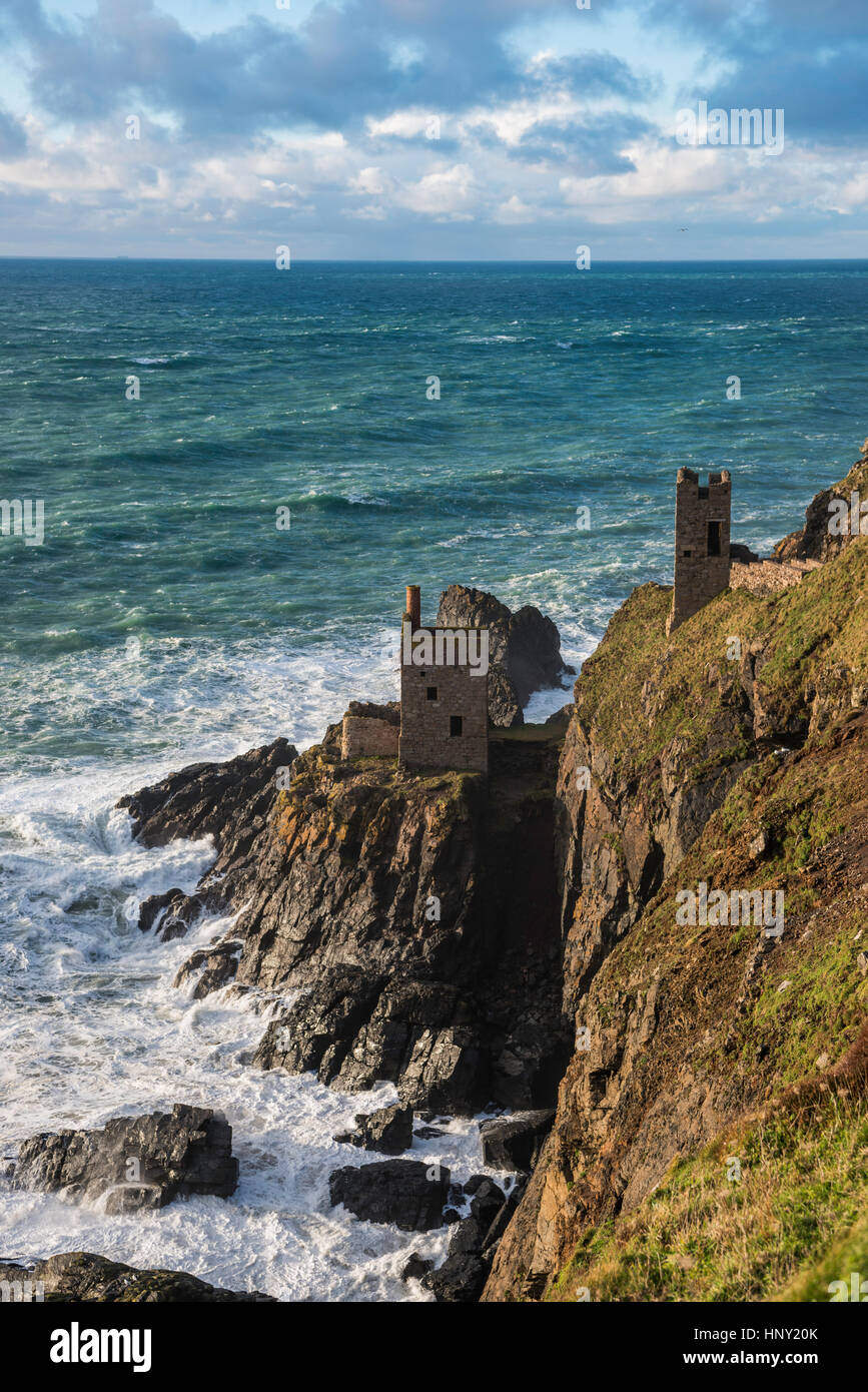 Le moteur à Botallack Maisons des mines d'étain de Cornwall. Banque D'Images