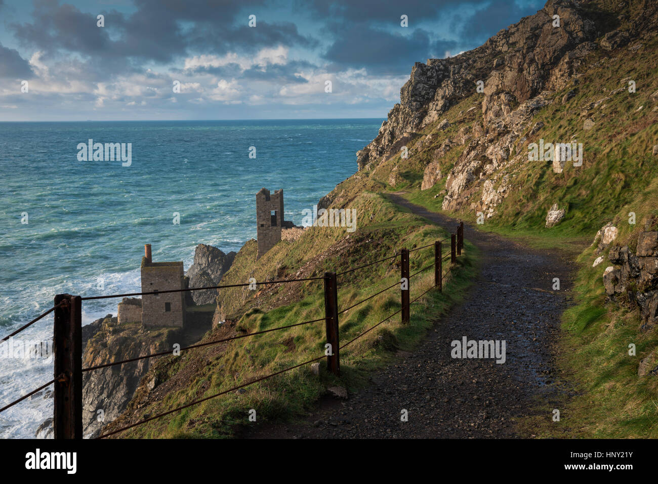 Le moteur à Botallack Maisons des mines d'étain de Cornwall. Banque D'Images