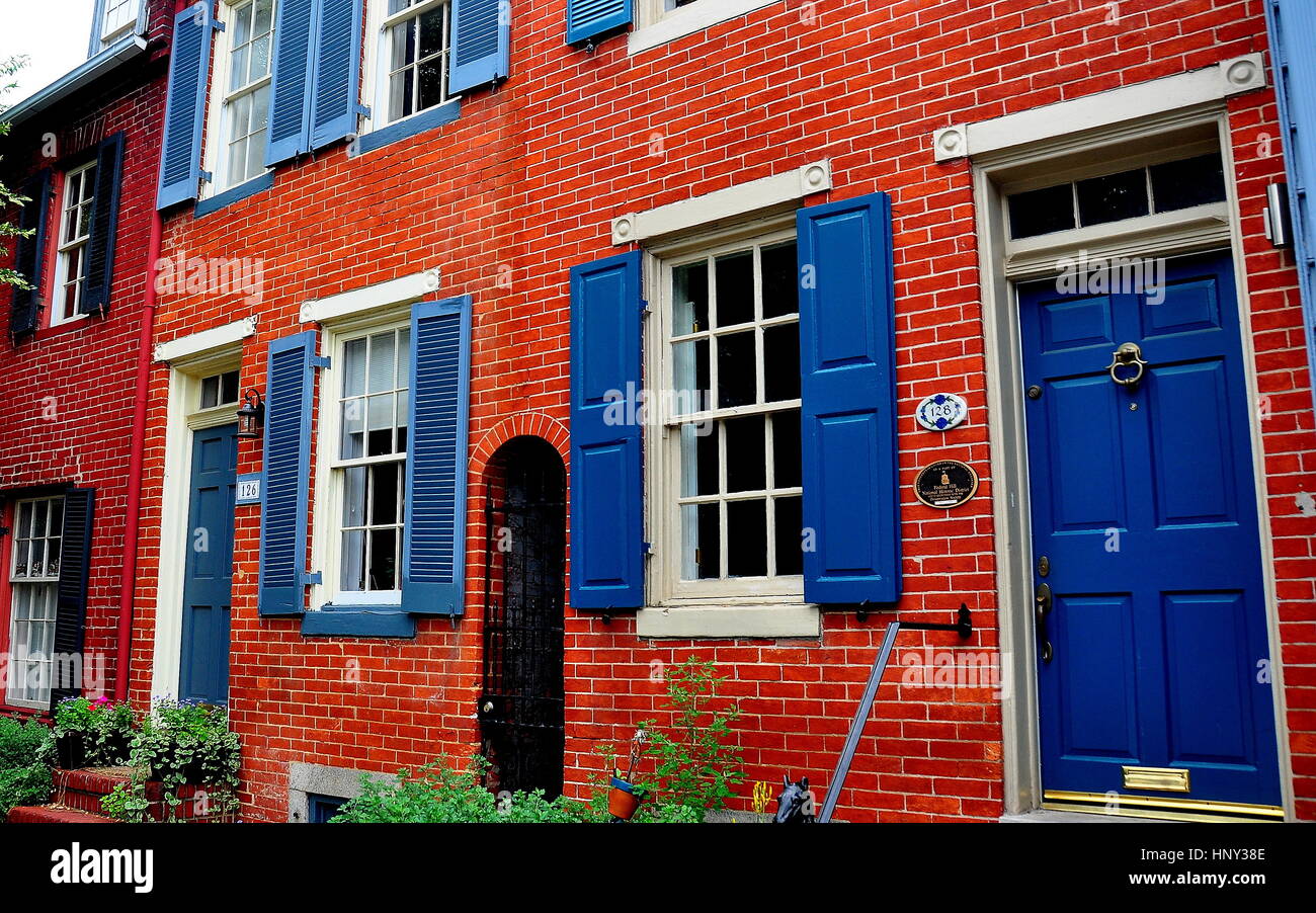 Baltimore - Maryland,le 24 juillet 2013 : 18e siècle ère fédéral maisons coloniales sur Montgomery Street dans le quartier historique de Federal Hill * Banque D'Images