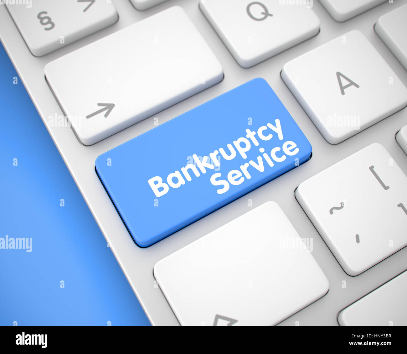 Service de faillite - Message sur la touche clavier bleu. 3D. Banque D'Images