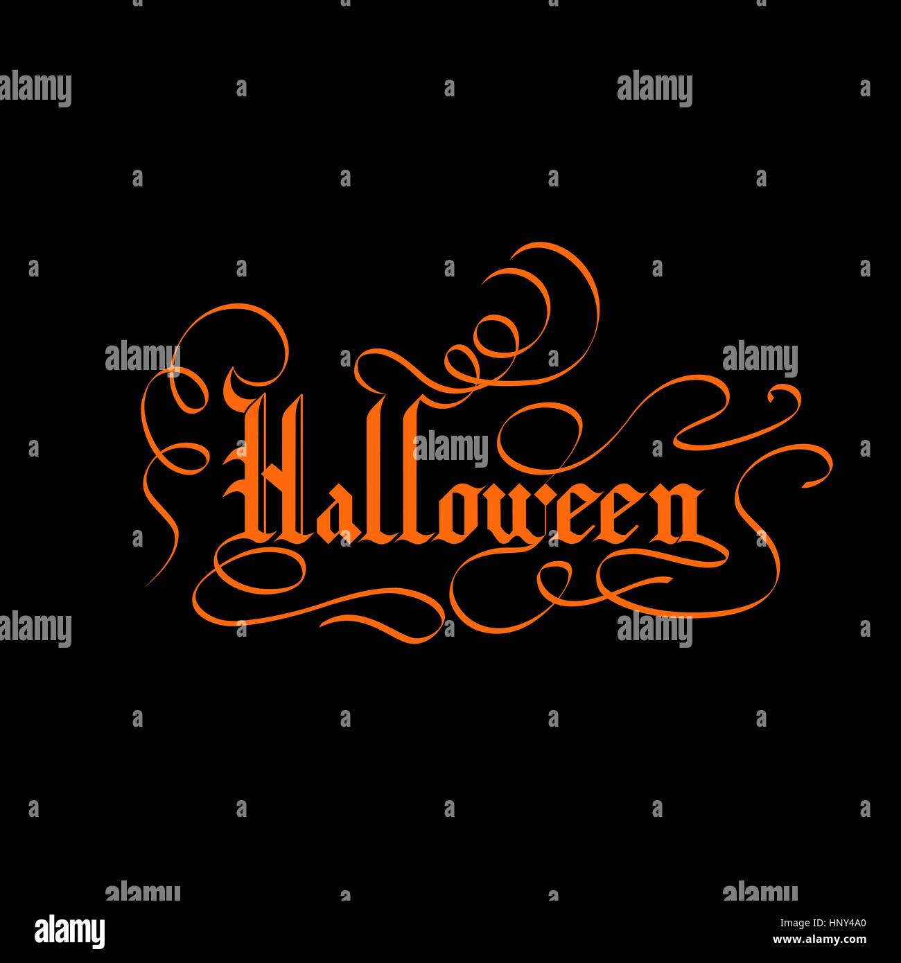 La carte de souhaits lettrage Halloween. Fond vecteur typographiques. Calligraphie faite à la main. Gothic Illustration de Vecteur