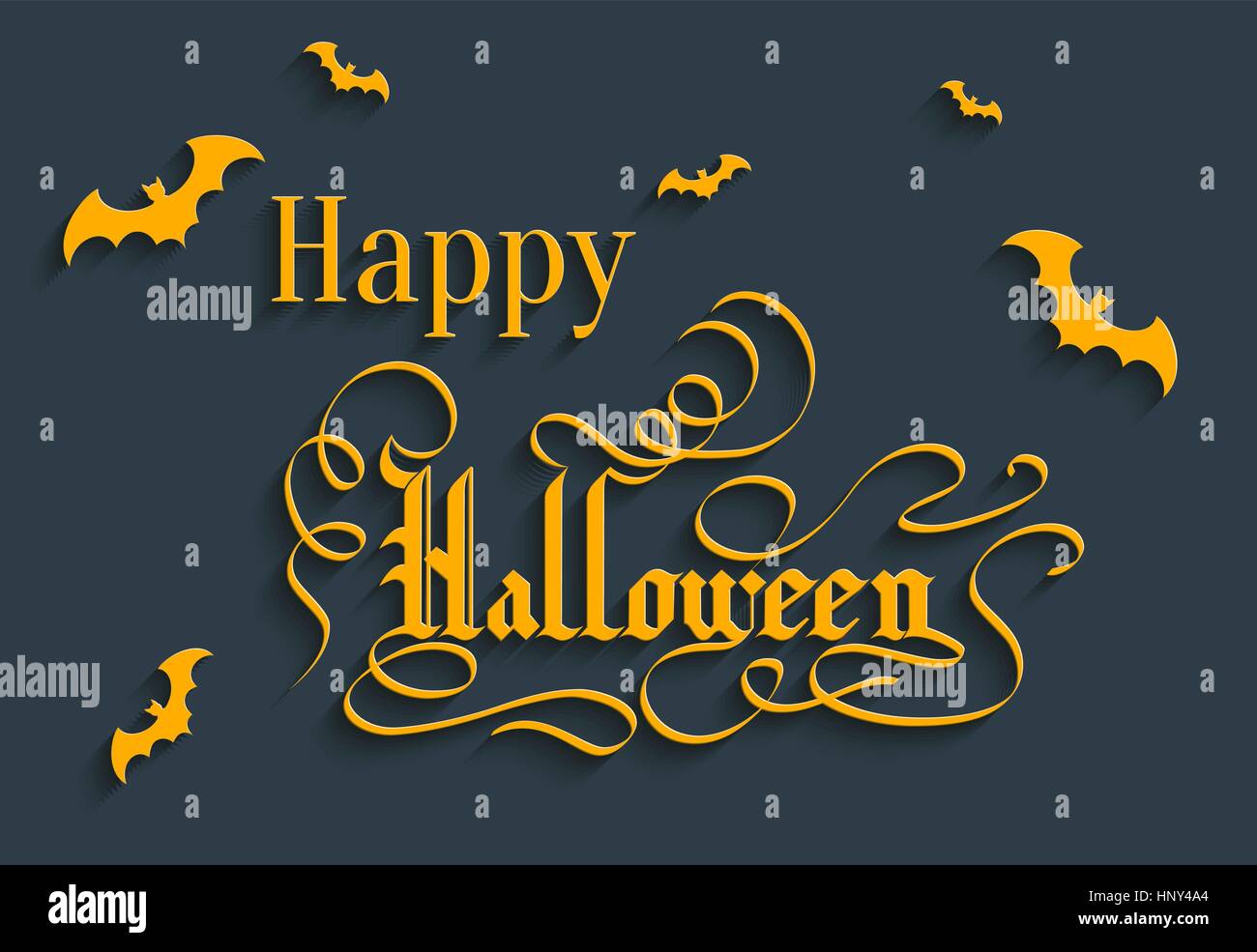Happy Halloween lettrage main Carte de Vœux. Fond vecteur typographiques. Calligraphie faite à la main. Gothic 3d avec ombre Illustration de Vecteur