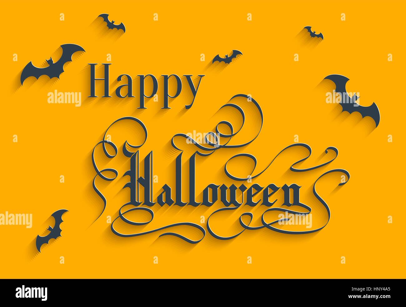 Happy Halloween lettrage main Carte de Vœux. Fond vecteur typographiques. Calligraphie faite à la main. Gothic 3d avec ombre Illustration de Vecteur