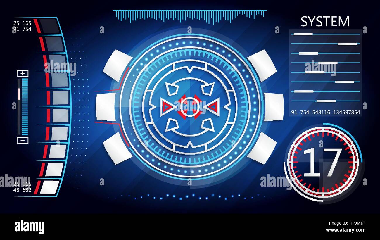 Afficheur tête haute. Résumé fond bleu futuriste HUD avec les éléments d'interface utilisateur pour votre conception Illustration de Vecteur