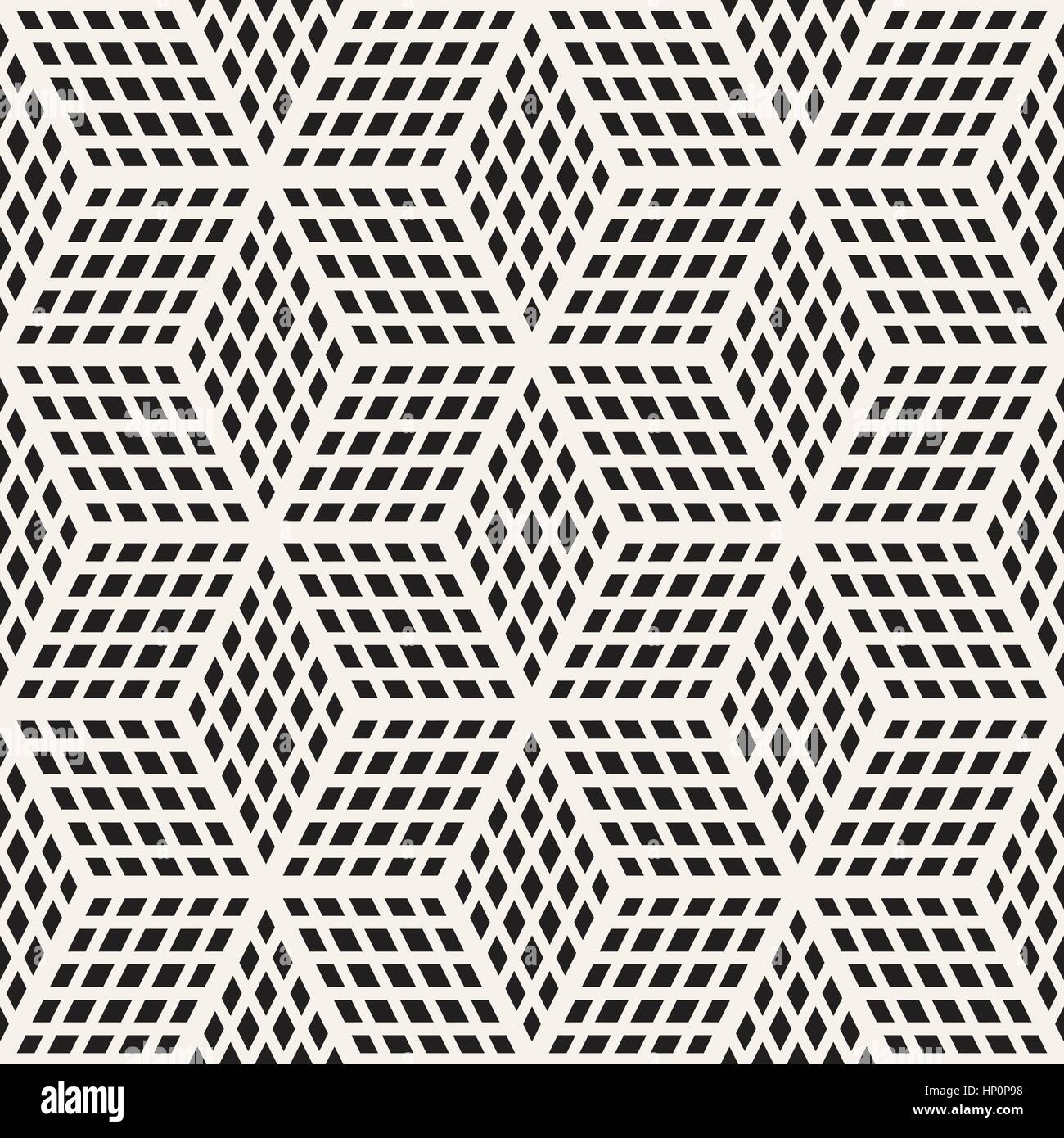 Grille de cubes carrelage élégant sans fin de texture. Seamless Vector motif en noir et blanc Illustration de Vecteur