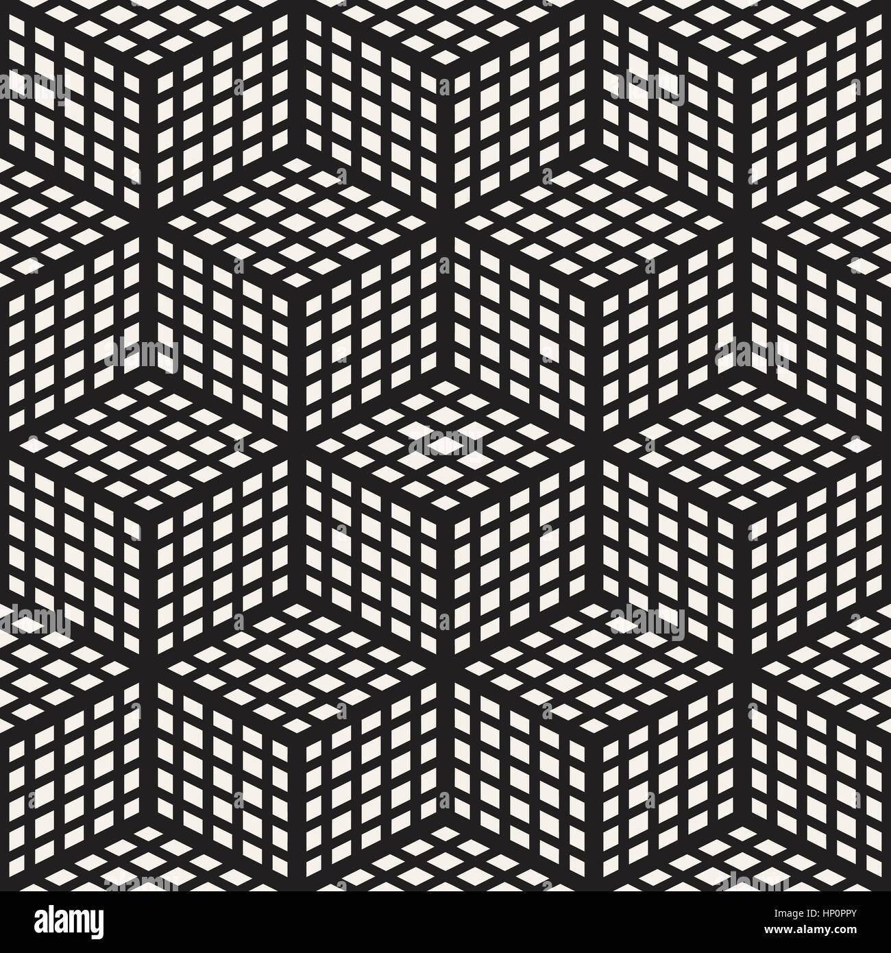 Grille de cubes carrelage élégant sans fin de texture. Seamless Vector motif en noir et blanc Illustration de Vecteur