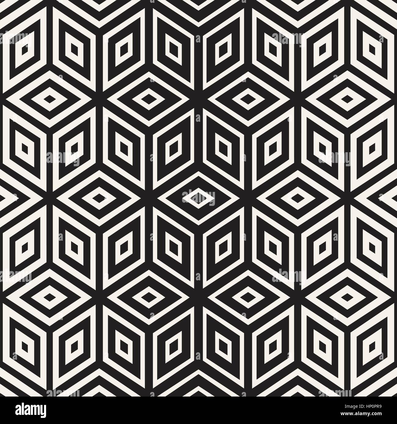 Grille de cubes carrelage élégant sans fin de texture. Seamless Vector motif en noir et blanc Illustration de Vecteur