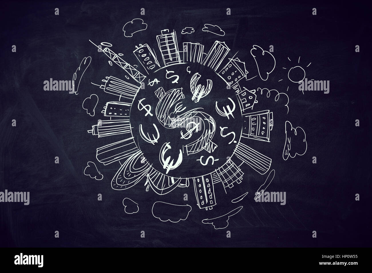 Icône Dollar comme concept de richesse au milieu de la ville appelée ot travel concept Banque D'Images