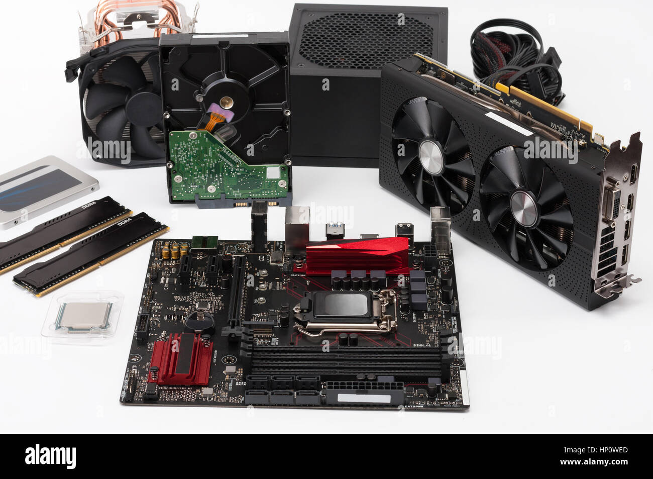 De nouveaux composants, le matériel pour la construction d'ordinateur de bureau. Banque D'Images