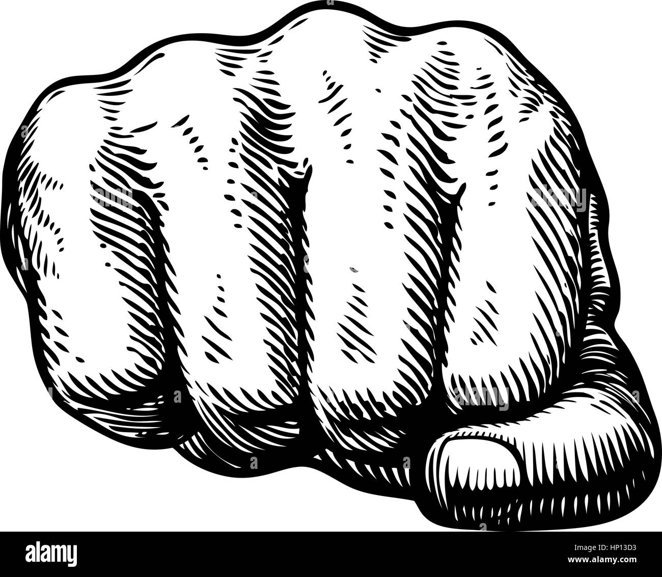 Fist, geste de la main de croquis. Symbole d'un poinçon. Vector illustration Illustration de Vecteur