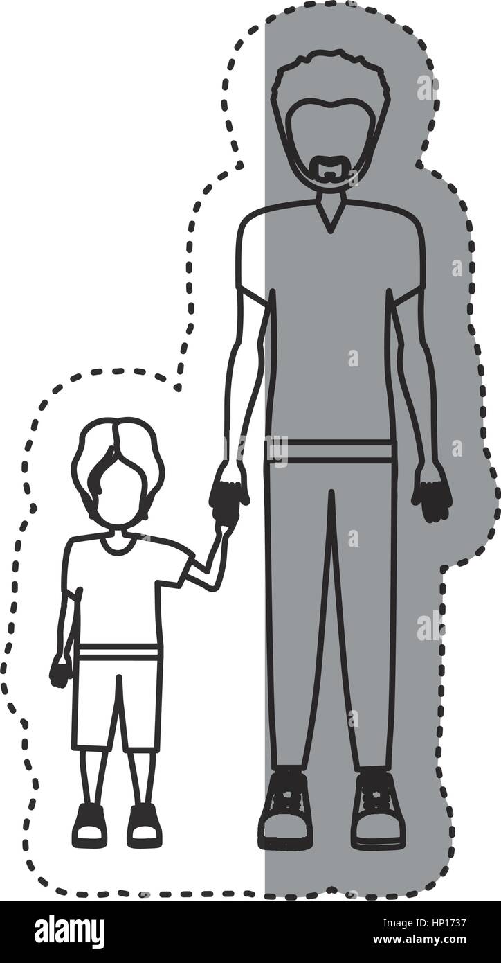 Les gens l'homme avec ses enfants icon Illustration de Vecteur