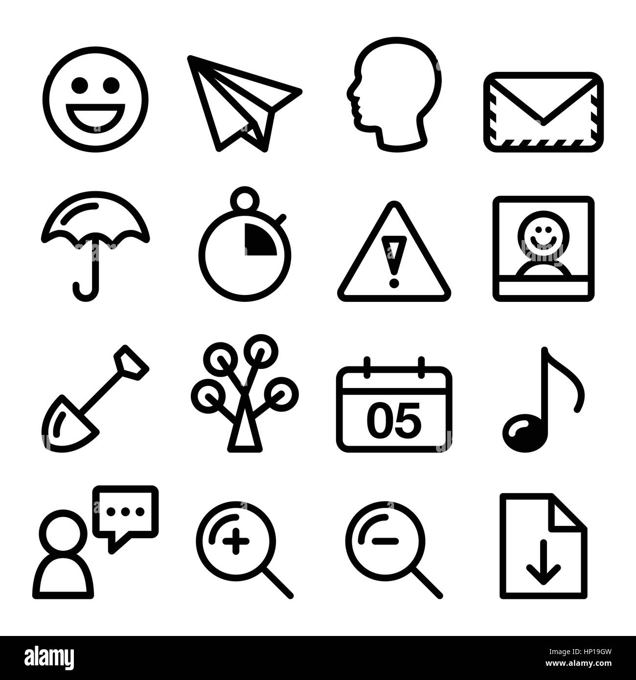 Site navigation menu ligne noire, icônes de course Illustration de Vecteur