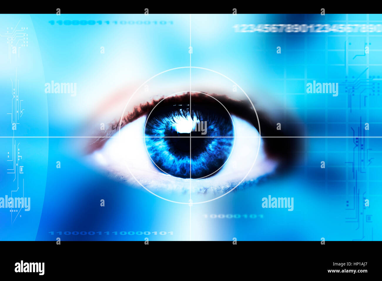 Un œil scan comme concept pour sécuriser l'identité numérique Banque D'Images