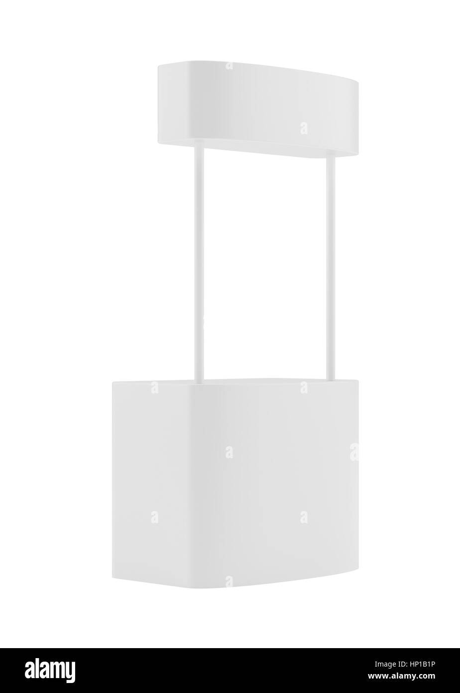 Comptoir de promotion, le commerce de détail se isolé sur le fond blanc. Modèle de maquette pour votre conception. Le rendu 3D Banque D'Images