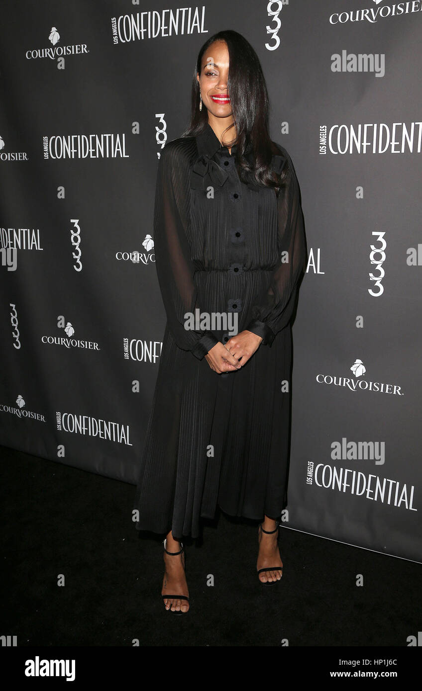 Los Angeles, USA. 16 Février, 2017. Zoe Saldana. Los Angeles célèbre confidentiel numéro d'hiver avec couvercle star Zoe Saldana tenue au 3033 Wilshire. Credit : AdMedia/ZUMA/Alamy Fil Live News Banque D'Images