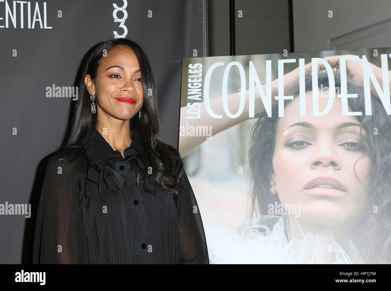 Los Angeles, USA. 16 Février, 2017. Zoe Saldana. Los Angeles célèbre confidentiel numéro d'hiver avec couvercle star Zoe Saldana tenue au 3033 Wilshire. Credit : AdMedia/ZUMA/Alamy Fil Live News Banque D'Images