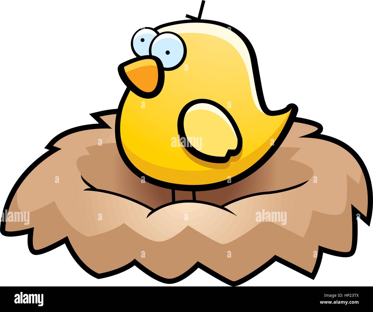 Un Dessin Animé Un Peu Jaune Oiseau Dans Un Nid Vecteurs Et