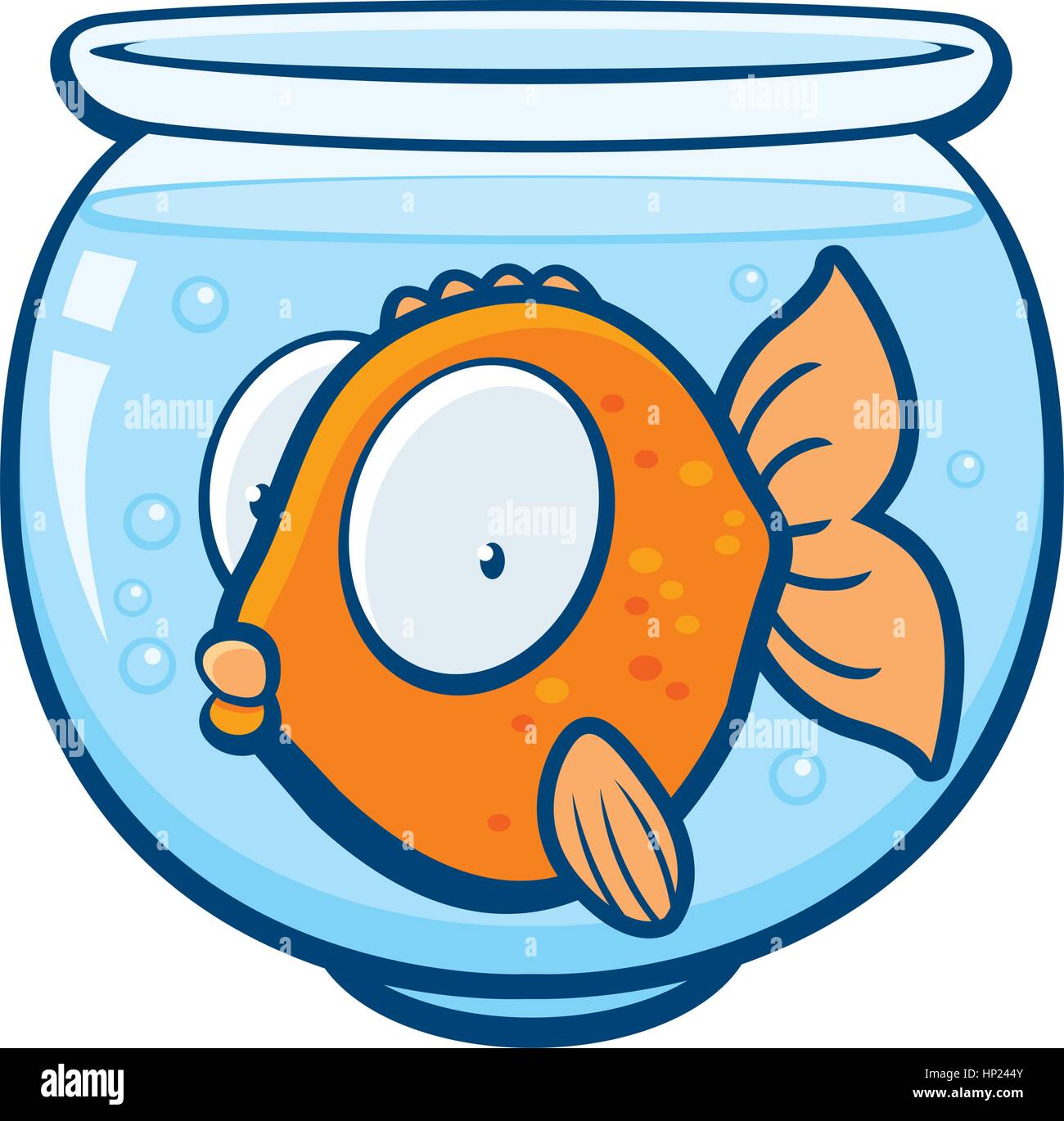 Un dessin de poissons rouges dans un bol en verre. Illustration de Vecteur