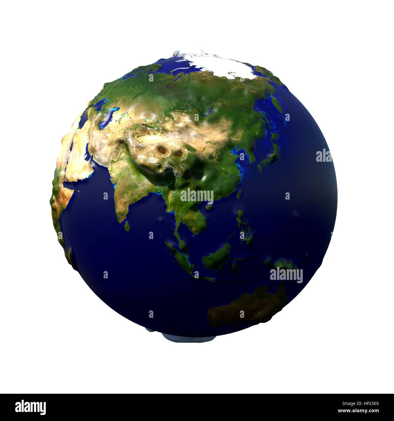 La terre stylisée avec surface en relief montrant l'Afrique, l'Europe, l'Asie et l'Australie (3d illustration isolé sur fond blanc, les éléments de cette image Banque D'Images