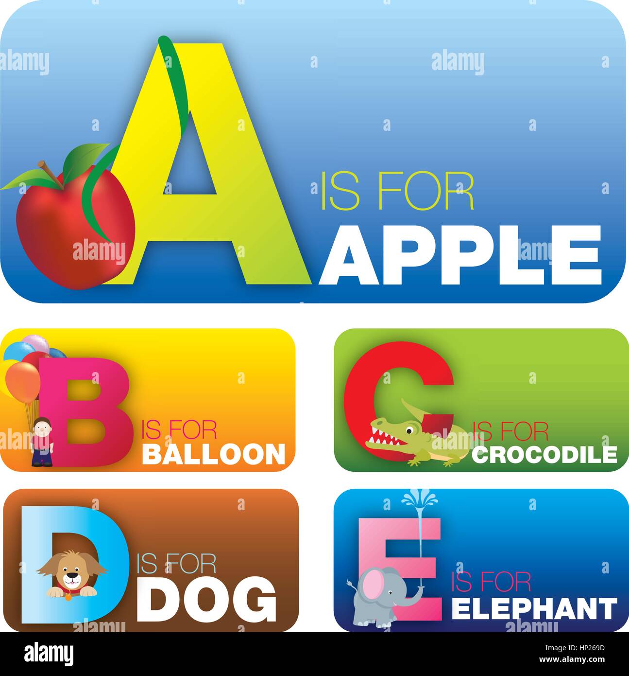 Cartes de l'éducation avec l'alphabet anglais visant à l'école pré ou pré k étudiants ou enfants Illustration de Vecteur