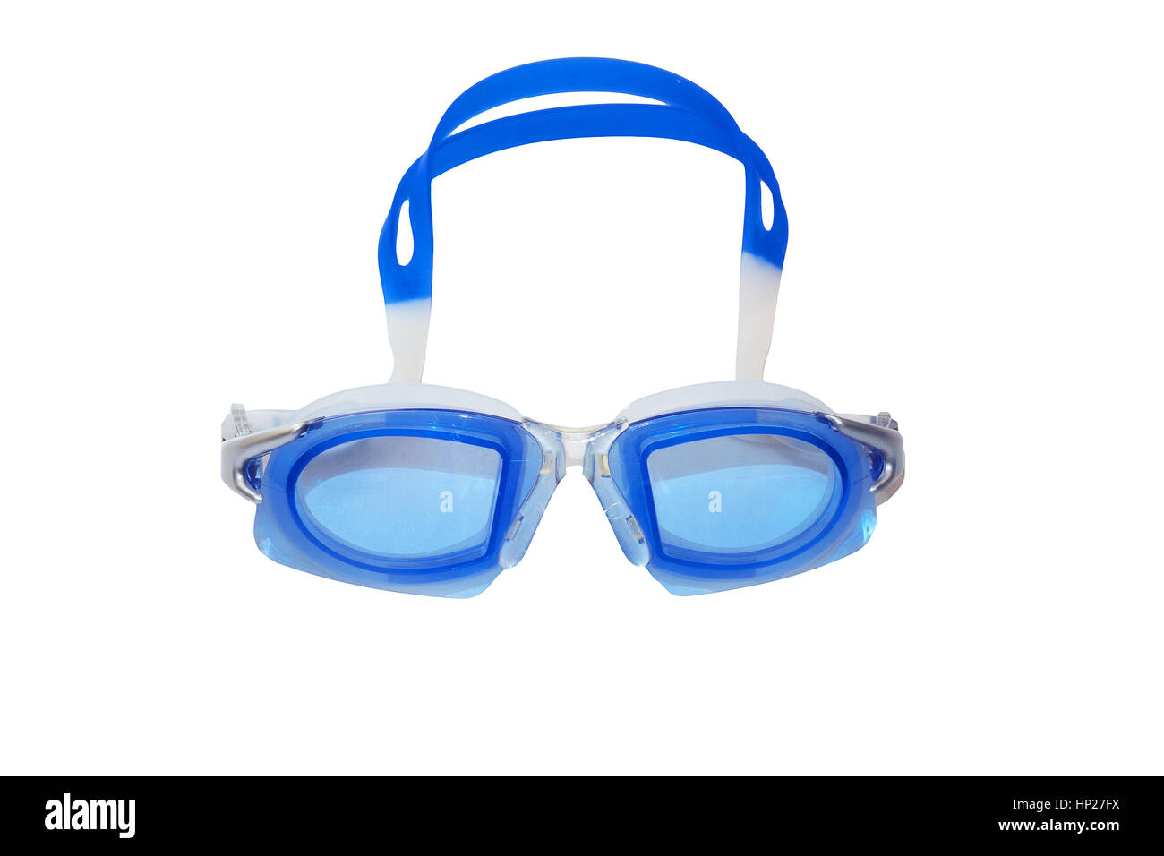 Lunettes de natation lunettes de natation ou pour les sports d'eau concept, isolé sur un fond blanc. Banque D'Images