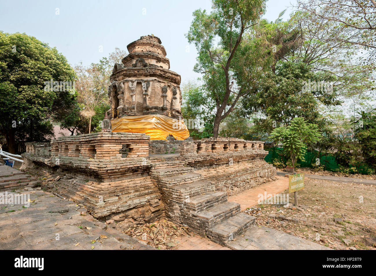 Les ruines de animisa chedi du wat jed yod, chiang mai Banque D'Images