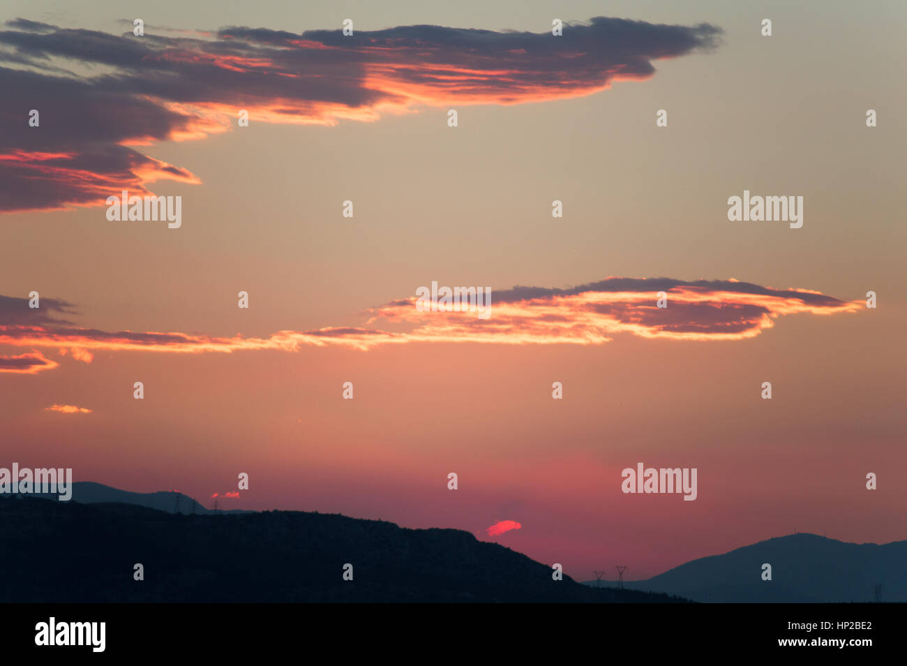 Le coucher de soleil à Athènes Banque D'Images
