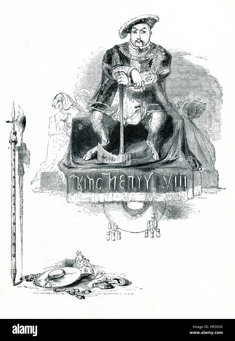 Henry VIII, livre de l'époque victorienne pour le frontispice pièce de William Shakespeare dans le livre illustré 1849 héroïnes de Shakespeare Banque D'Images