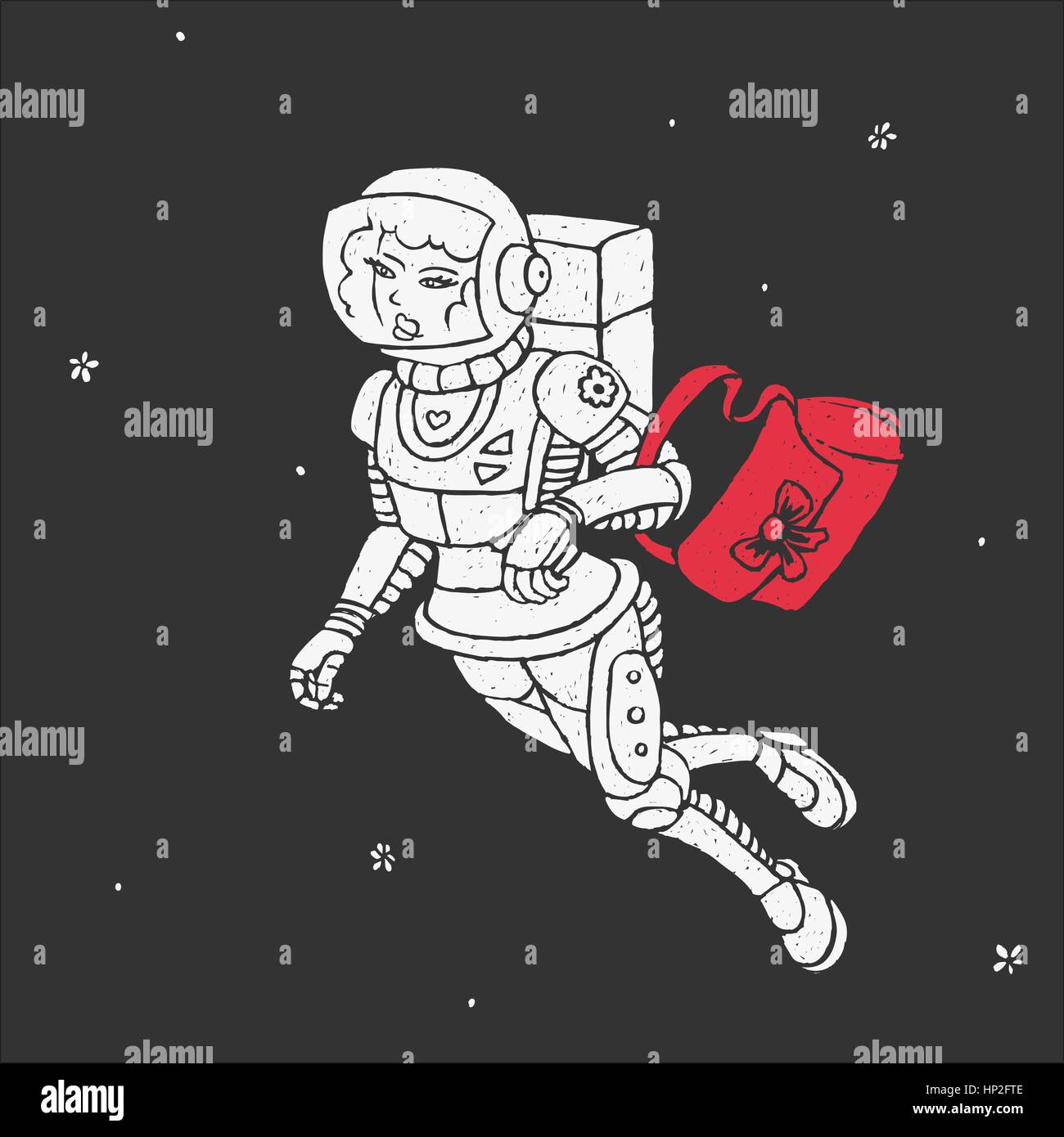 Girl in Space Vector Illustration Illustration de Vecteur