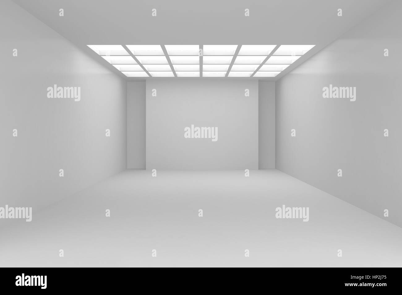 Intérieur avec mur blanc sur lequel tombe la lumière d'une fenêtre. Rendu 3d illustration d'arrière-plan Banque D'Images