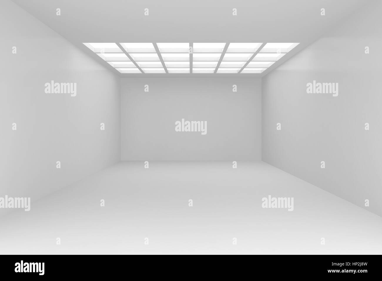 Intérieur avec mur blanc sur lequel tombe la lumière d'une fenêtre au plafond. Rendu 3d illustration d'arrière-plan Banque D'Images