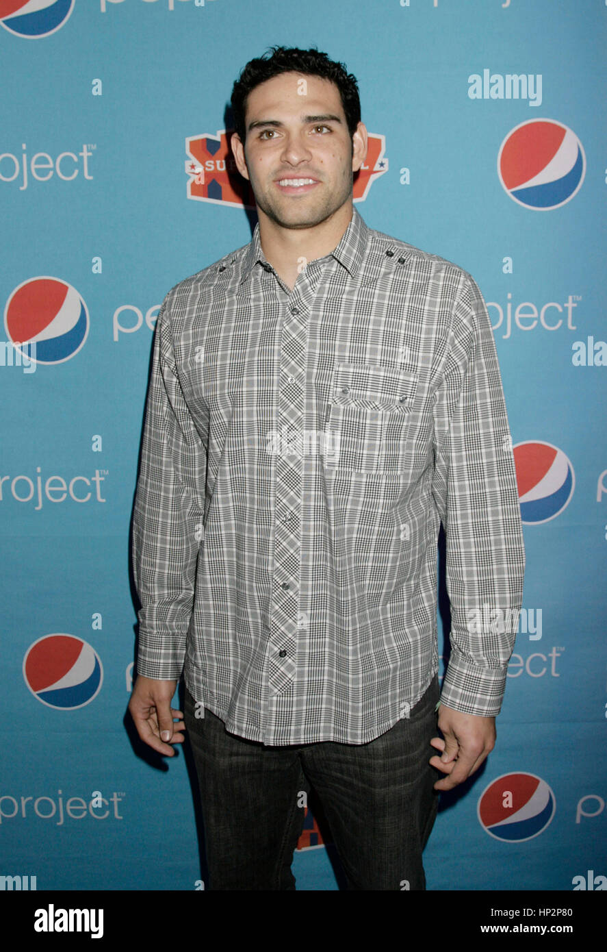 Le quart-arrière des jets Mark Sanchez arrive au projet Pepsi Ici c'est l'événement à l'hôtel Fontainebleau à Miami Beach, en Floride, le 5 février 2010. Francis Specker Banque D'Images