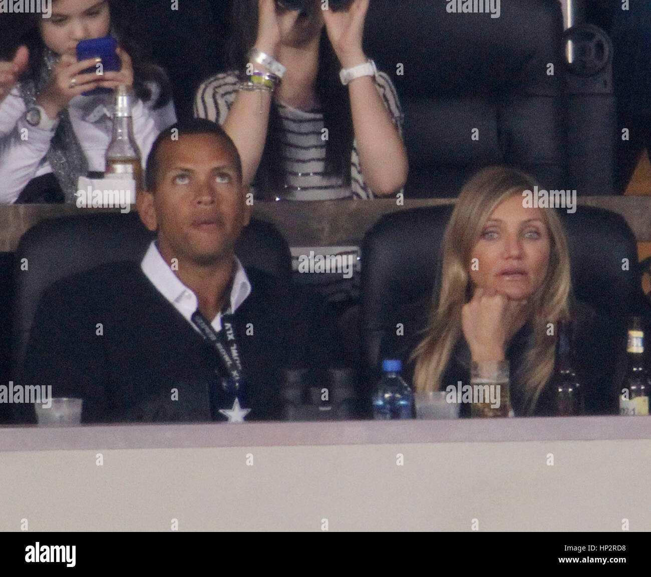 Alex Rodriguez et Cameron Diaz au Super Bowl XLV match de football à Arlington, Texas, le 6 février 2011. Photo par Francis Specker Banque D'Images