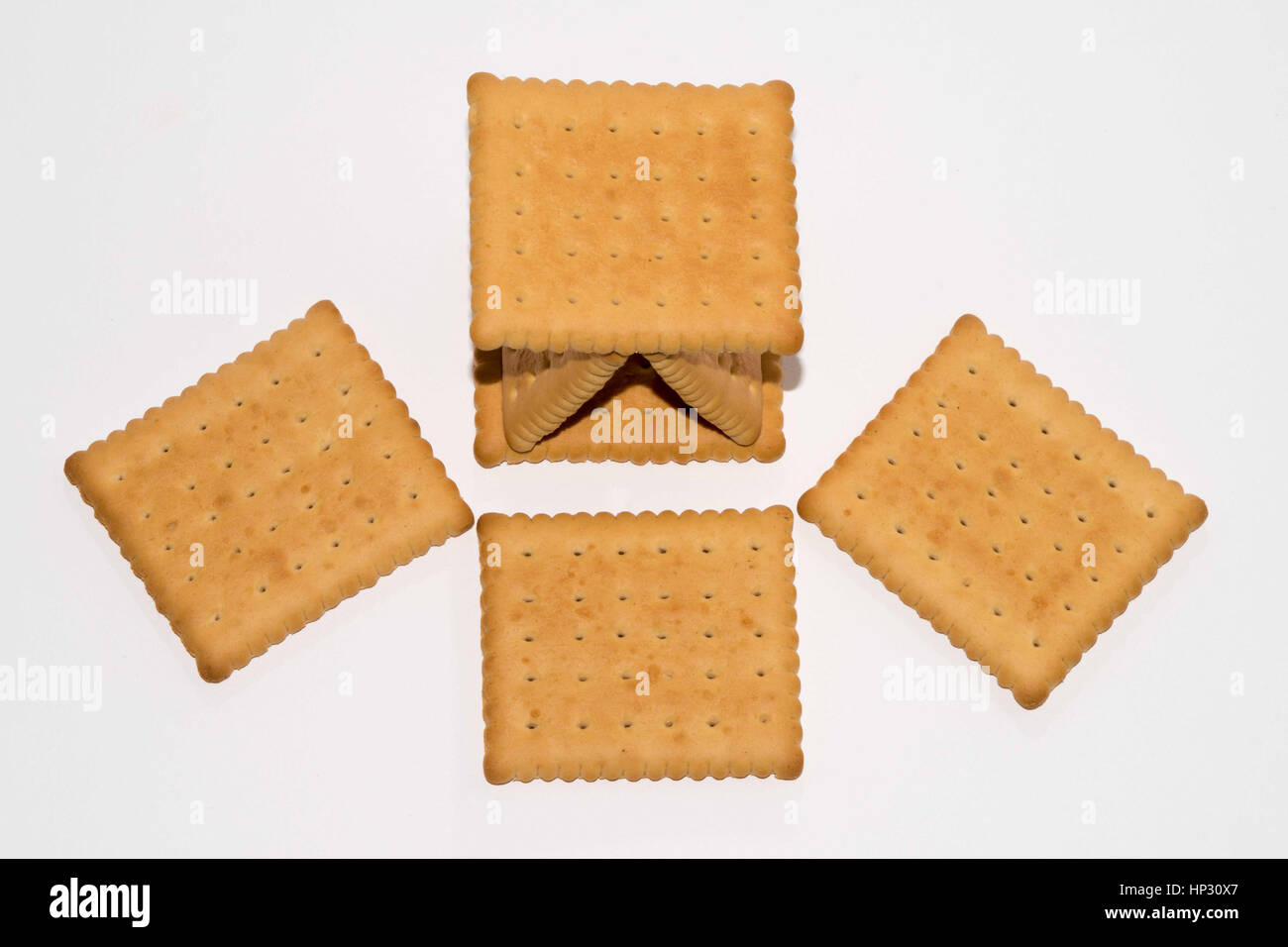 Cookies isolé sur un fond blanc. Détails Gros plan Texture Biscuit Isolated On White Banque D'Images