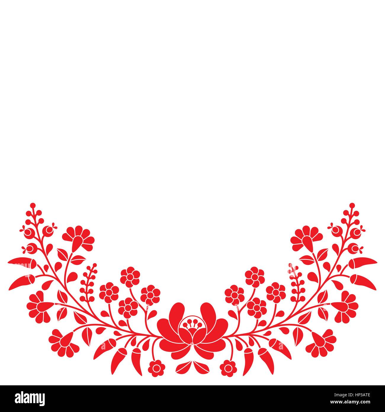 Motif floral rouge hongrois folk - Kalocsai avec broderie fleurs et paprika Illustration de Vecteur