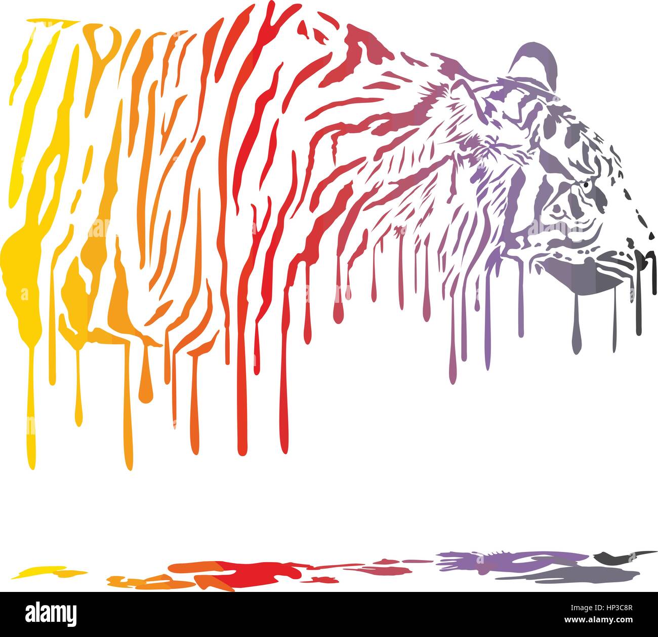 Illustration couleur de tiger en couleurs abstraites fond sur un fond blanc Illustration de Vecteur